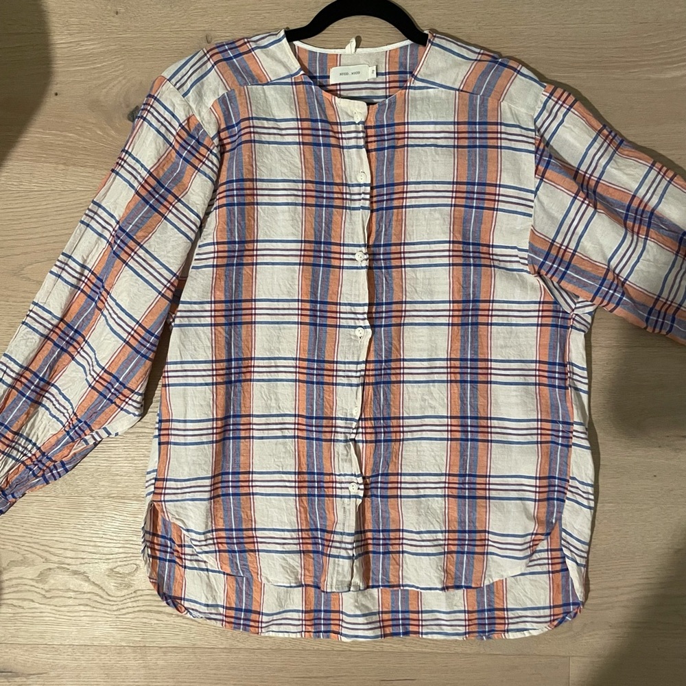 Nico Nico Mae plaid button up - cream. Size large.